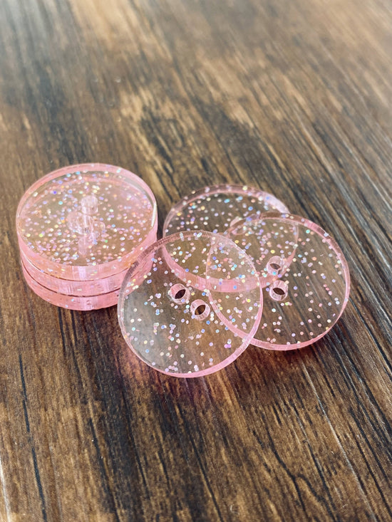Pink Glitter Acrylic Button
