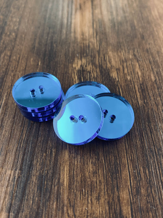 Blue Mirror Acrylic Button